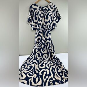 Molly Bracken Ikat Maxi Dress | Navy & Cream Market Day Dress